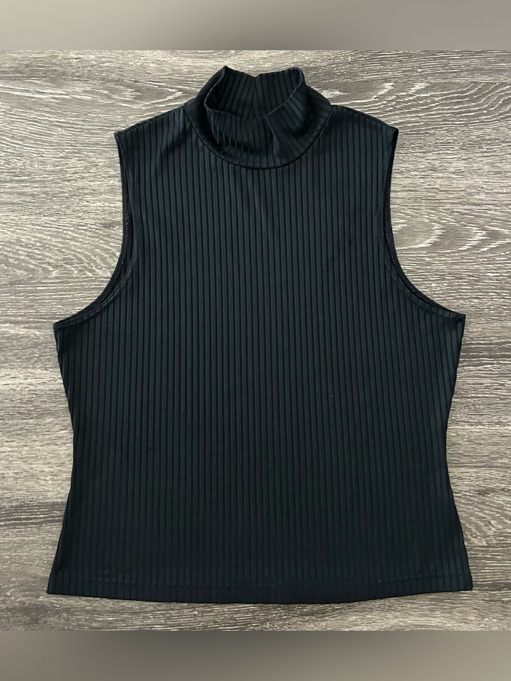 Vintage The Limited Black Sleeveless Mock Neck Tank Top Womens L Ribbed 90s Y2K